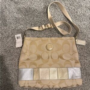 Coach Metallic Patchwork Signature CC Canvas Leather Crossbody File Bag F19209